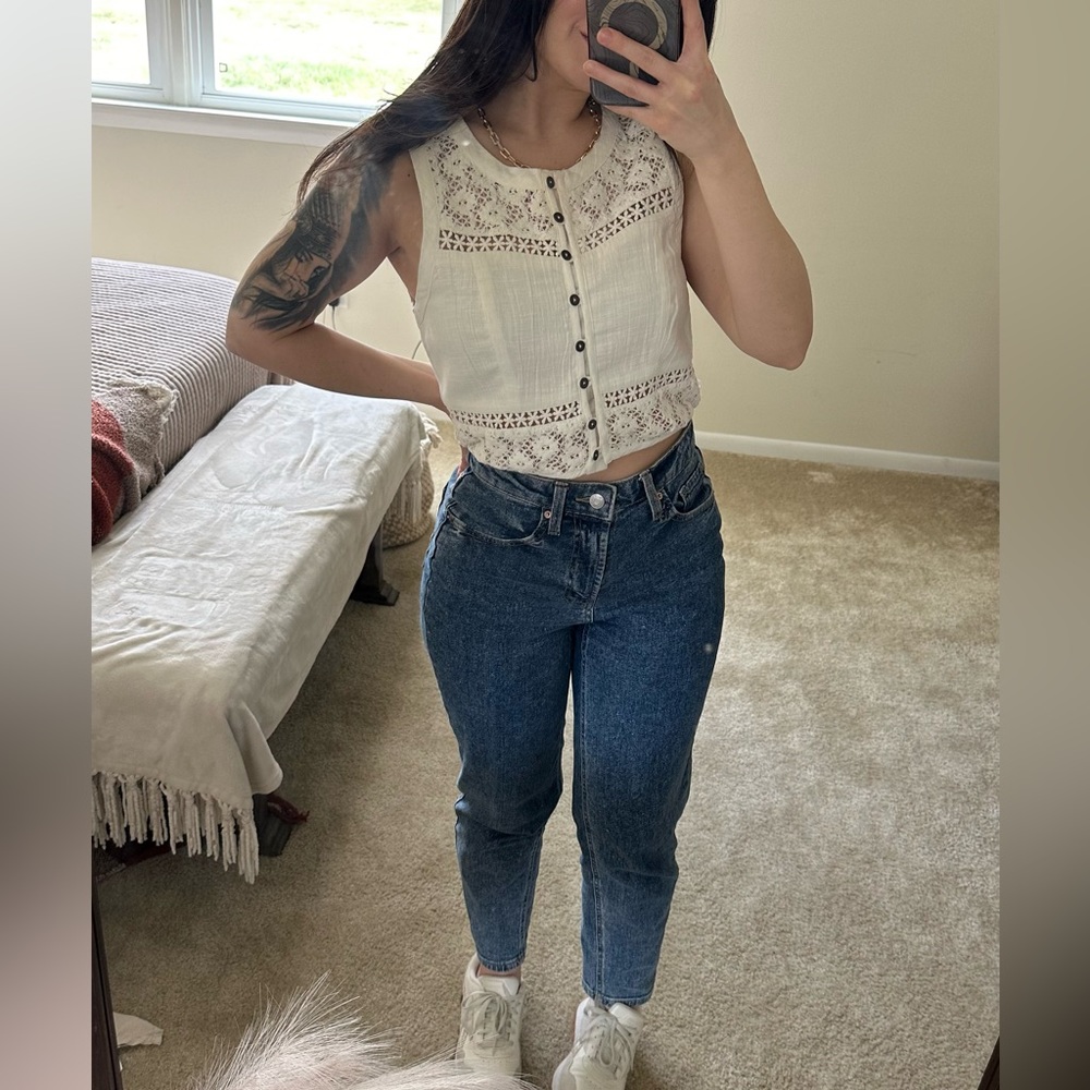 Laced Cavendars White Button Down Top